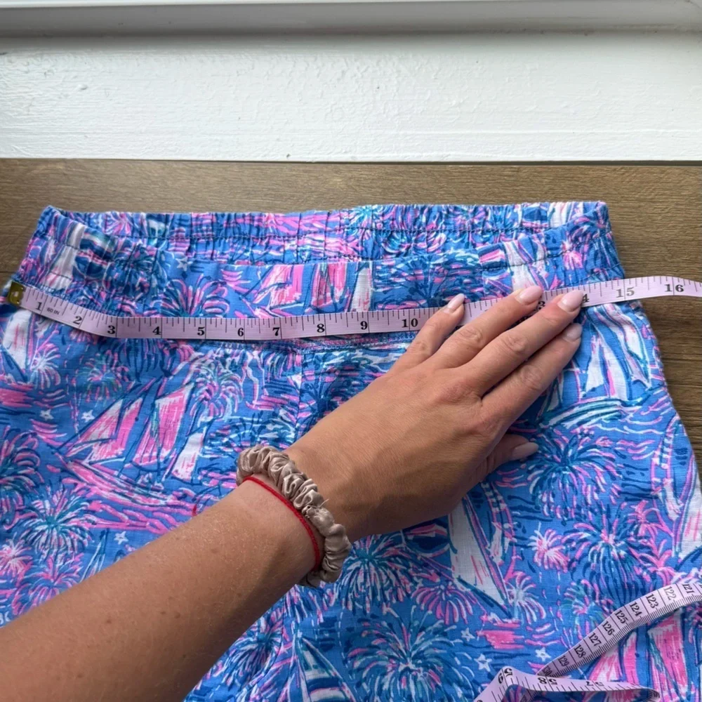 Lilly Pulitzer Deri Linen Palazzo Boca Blue Its A Sailabration XS - Picture 7 of 8